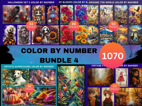 Color by Number Megabundle 4 color by number pages