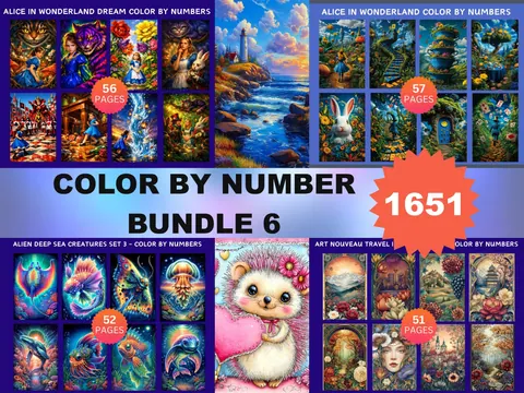 Color by Number Megabundle 6 color by number pages