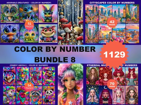 Color by Number Megabundle 8 color by number pages