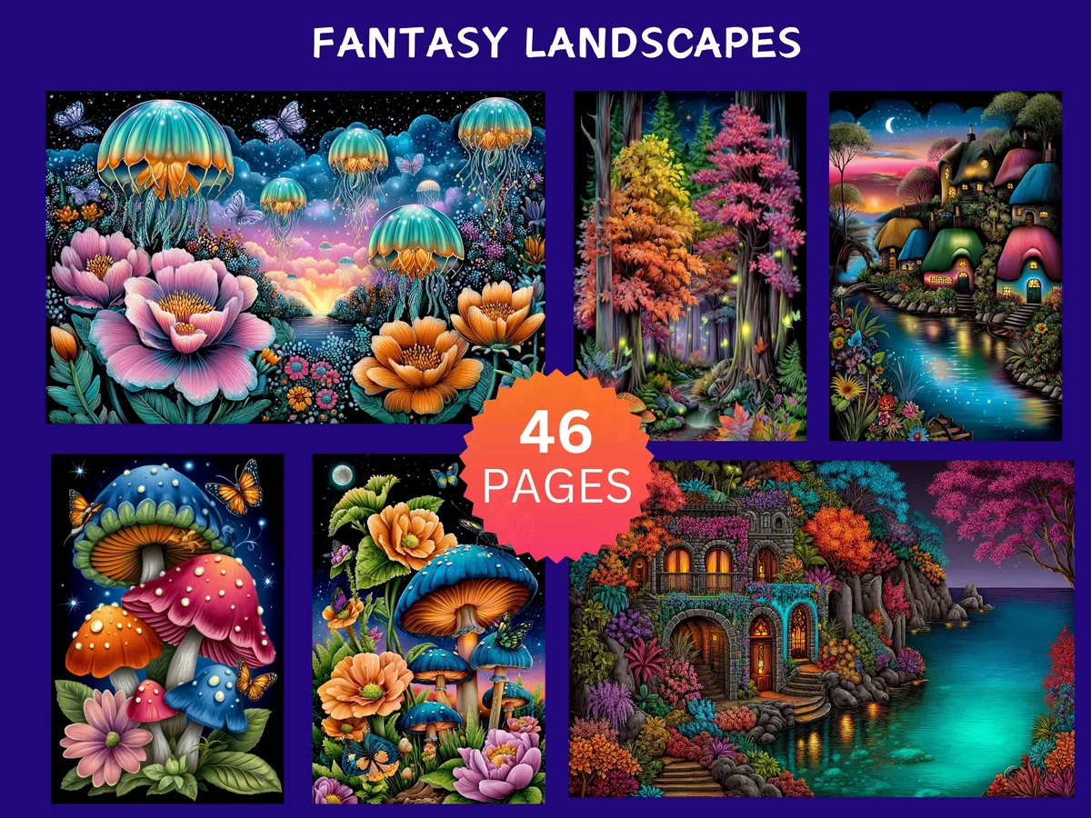 Fantasy Landscape Color by Number